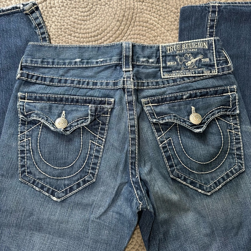 True Religion Mens Medium Straight Jeans 100% Cotton